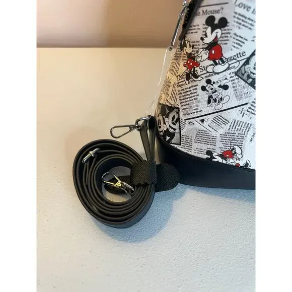 Disney Parks Mickey and Minnie mouse newspaper print purse, Crossbody - Picture 2 of 7